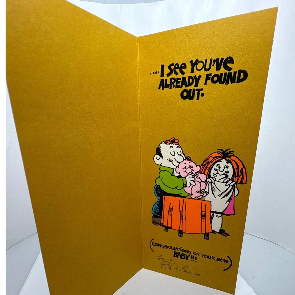 Vintage 1970s What's Pink Baby Congratulations Card‎ Humor Novelty